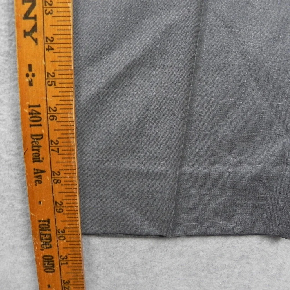 Tasso Elba Dress Pants Mens 36 Straight Wool Grey Glen Check Flat Front Trousers